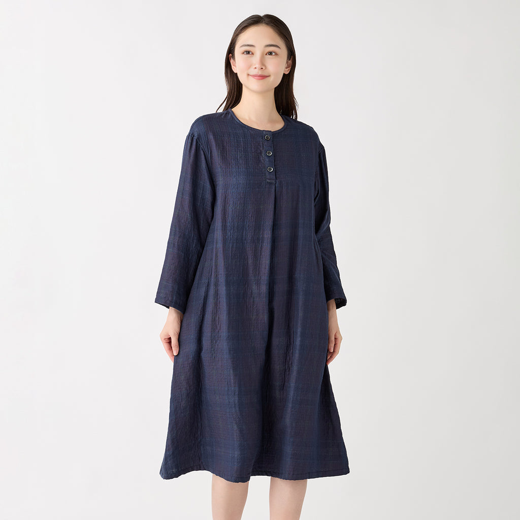 Marshmallow Gauze dress in Dark Blue