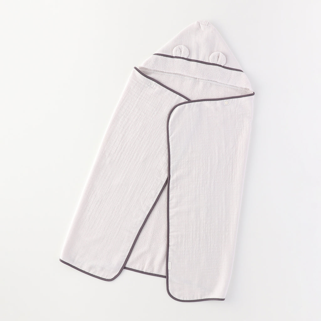 Marshmallow Gauze & Pile hooded baby bath towel in Light Grey