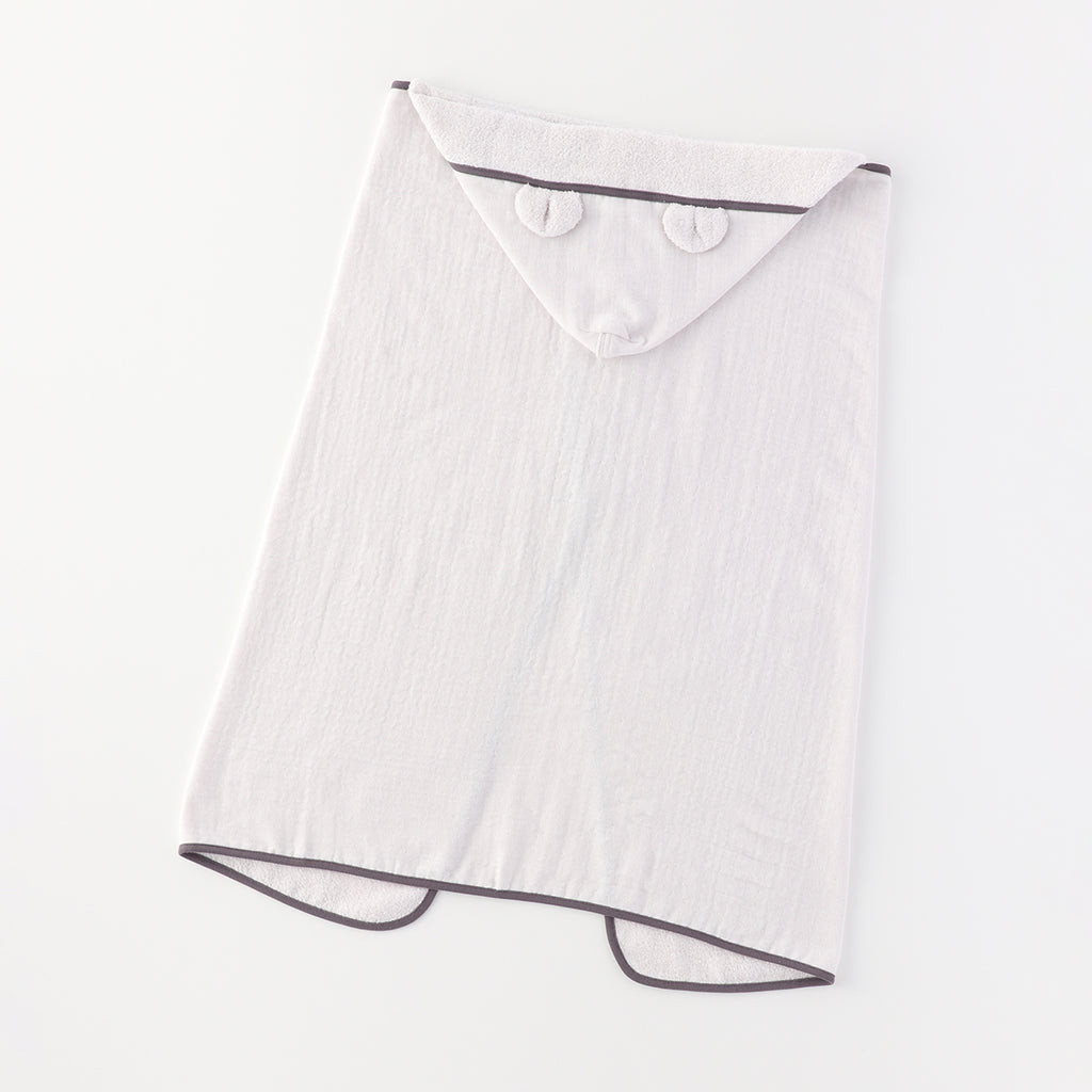 Marshmallow Gauze & Pile hooded baby bath towel in Light Grey