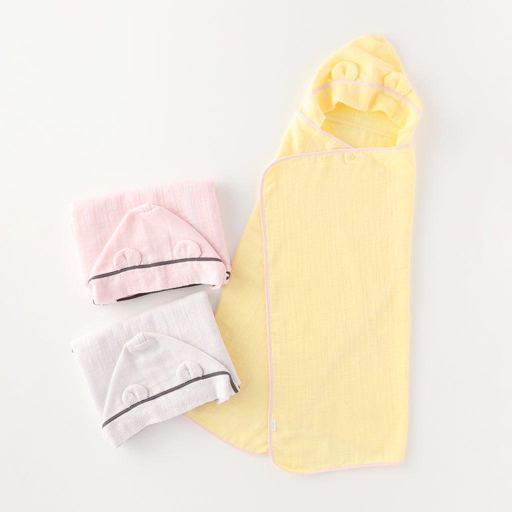Marshmallow Gauze & Pile hooded baby bath towel in Light Grey