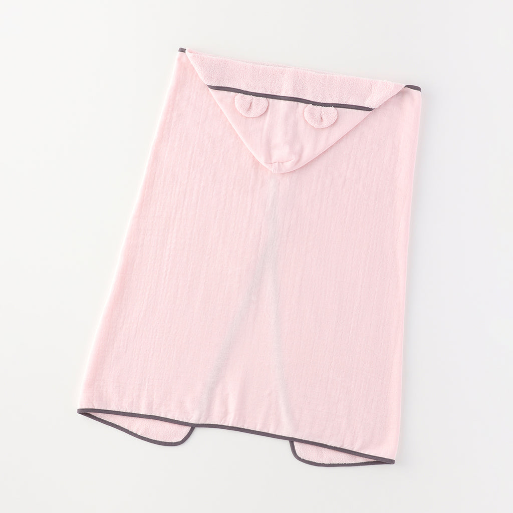 Marshmallow Gauze & Pile hooded baby bath towel in Pink