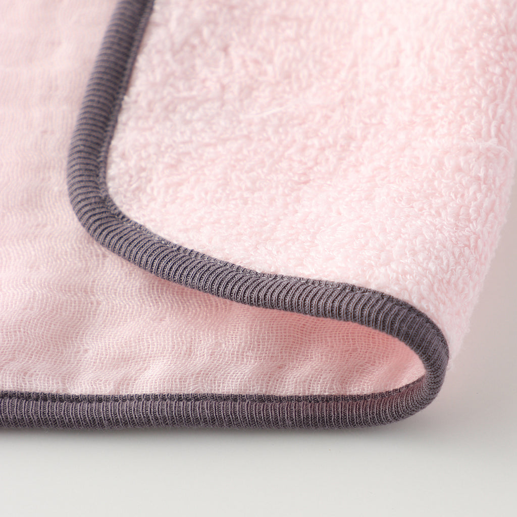 Marshmallow Gauze & Pile hooded baby bath towel in Pink