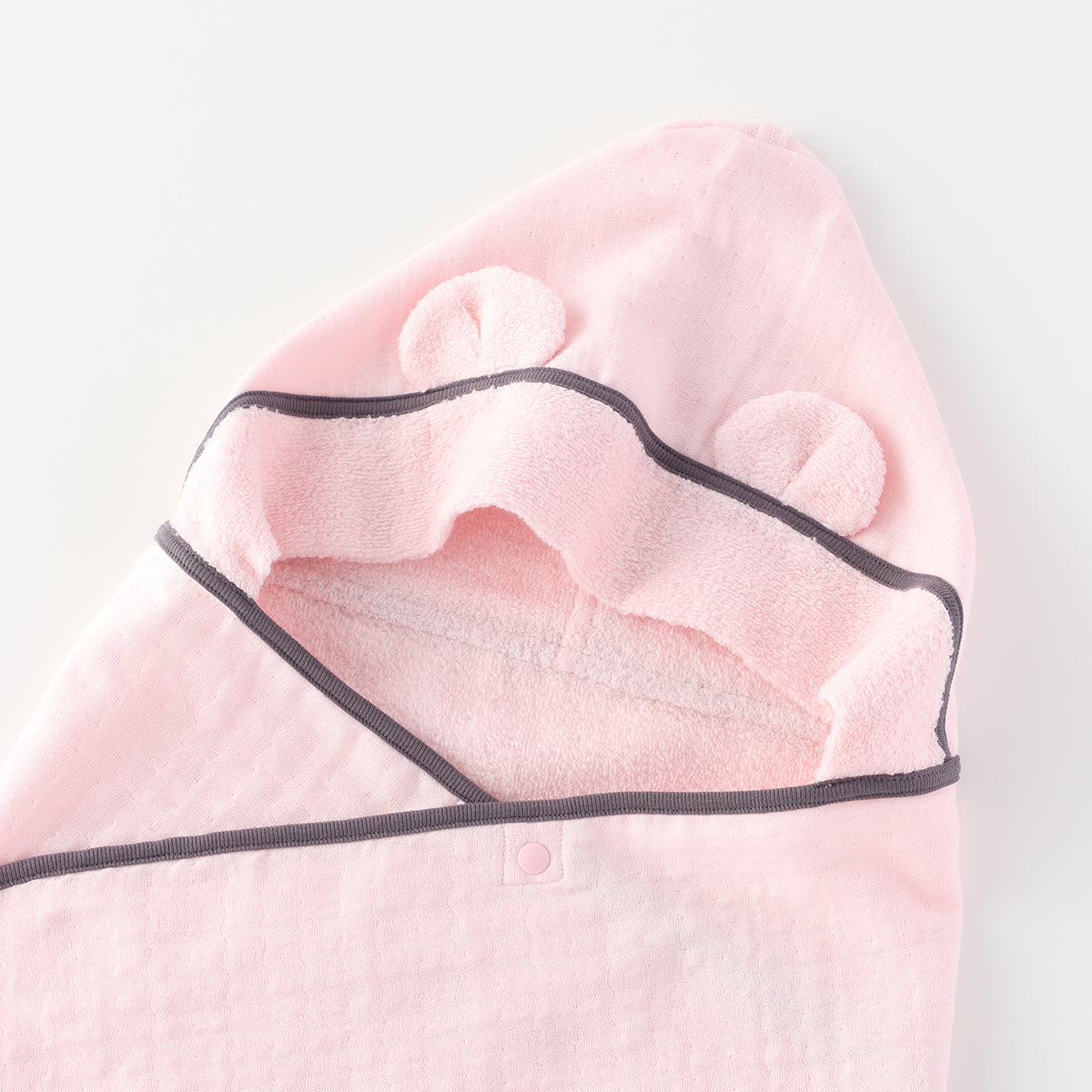 Marshmallow Gauze & Pile hooded baby bath towel in Pink